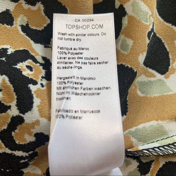 Topshop Leopard Print Dress With Slit, Pleats and Short Sleeves US Size 2 - Picture 12 of 14